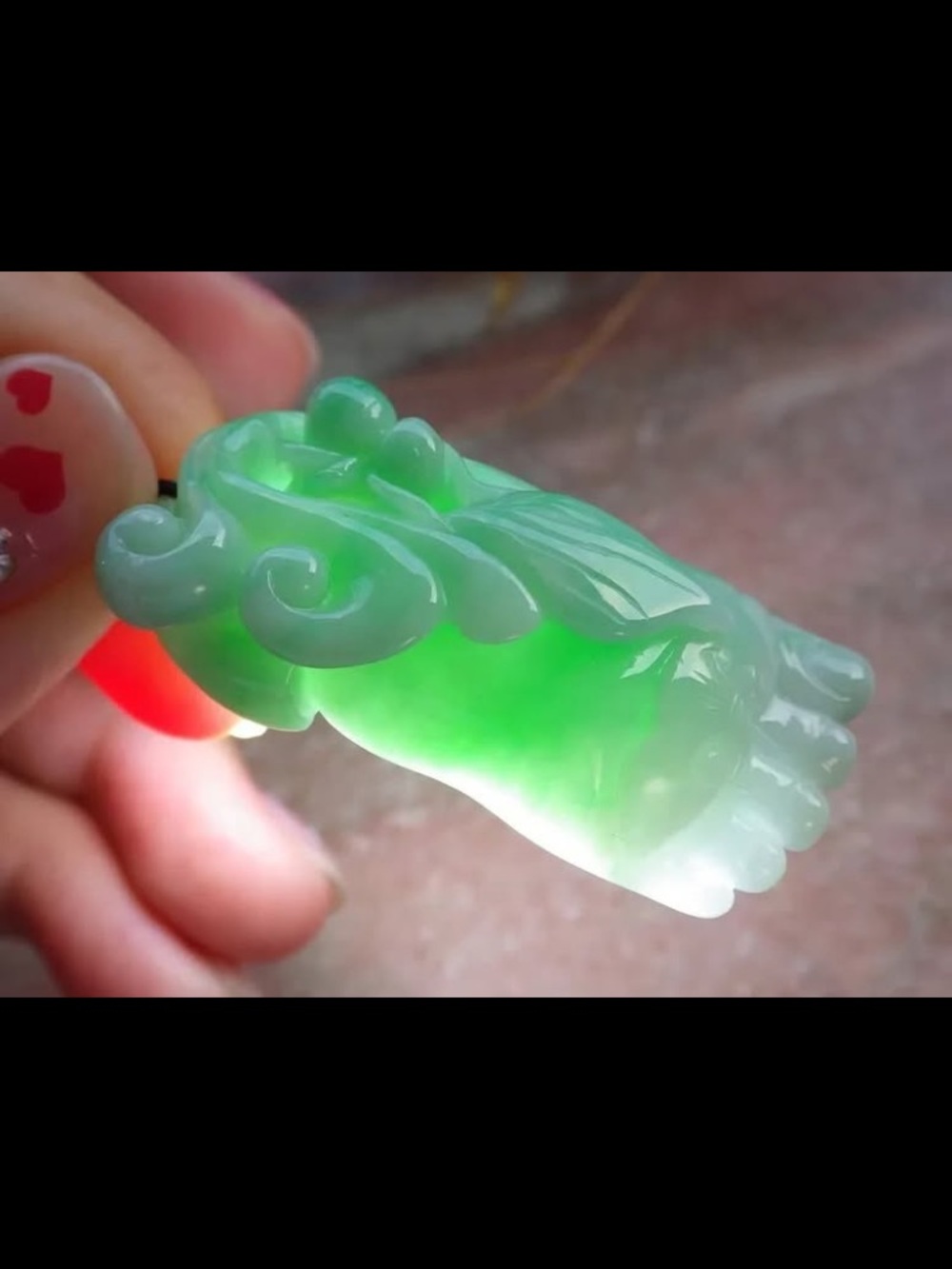 Certificate Green foot cute Jade jadeite flower Foot Ruyi pendant